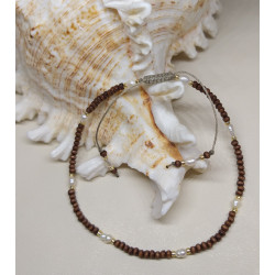 Bransoletka na sznurku koraliki drewniane, perełki
